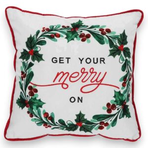 Cuscino Natalizio Get Your Merry On 40x40 Ricamato