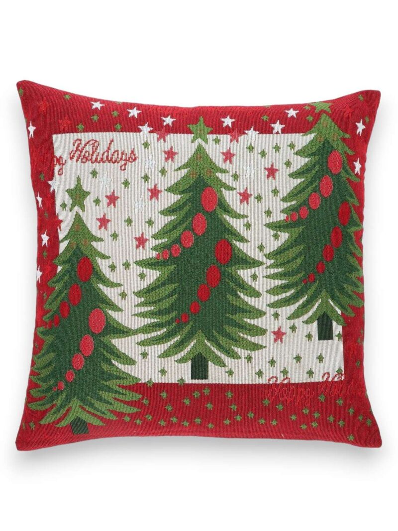 Cuscino Alberi Di Natale Rosso Verde Bianco 43X43
