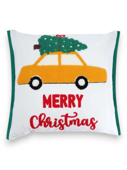 Cuscino Merry Christmas Car Bianco 45x45