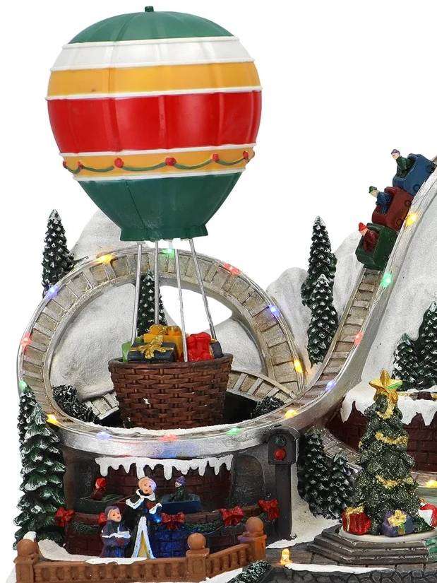 Villaggio Natalizio Mongolfiera Giostra Con Led Animato E Musica