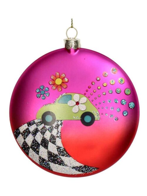 Ornamento Disco Groovy Rosa