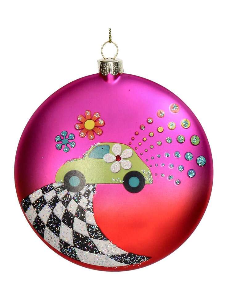 Ornamento Disco Groovy Rosa