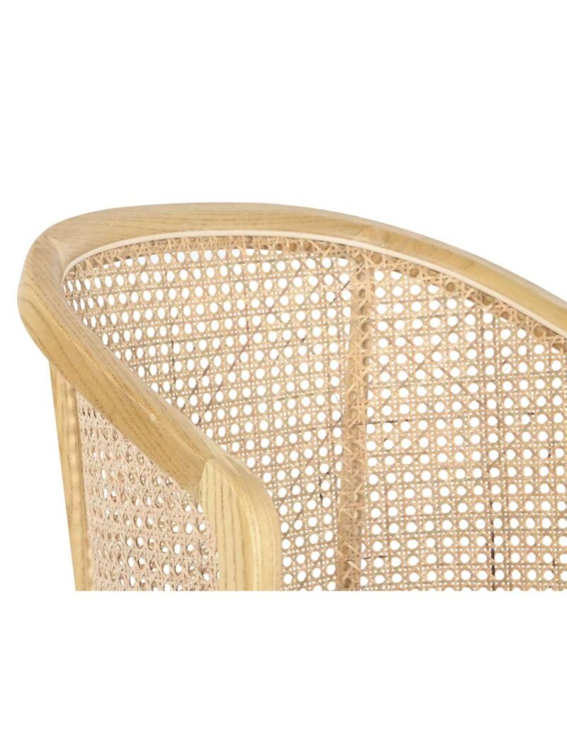 Sedia Olmo Rattan Naturale A Griglia Seduta In Cotone Beige