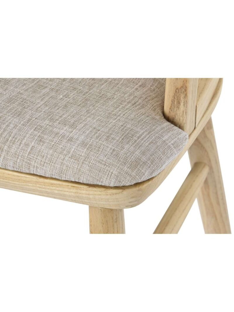 Sedia Olmo Rattan Naturale A Griglia Seduta In Cotone Beige