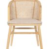 Sedia Olmo Rattan Naturale A Griglia Seduta In Cotone Beige