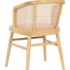 Sedia Olmo Rattan Naturale A Griglia Seduta In Cotone Beige
