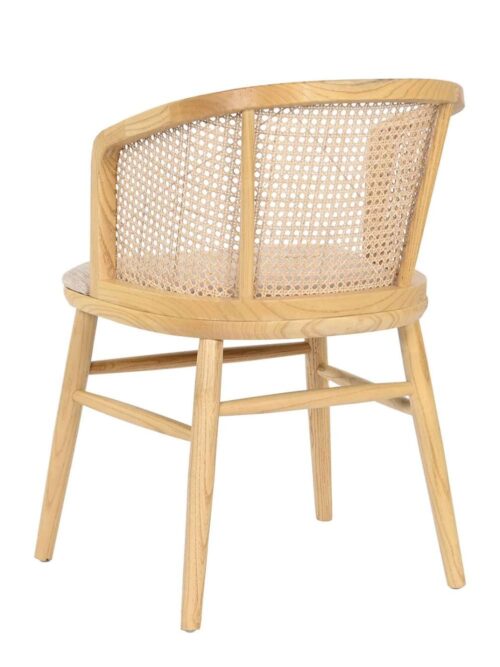 Sedia Olmo Rattan Naturale a Griglia Seduta in Cotone Beige
