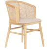 Sedia Olmo Rattan Naturale A Griglia Seduta In Cotone Beige