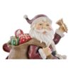 Babbo Natale Rosso Su Slitta Con Doni E Led In Resina