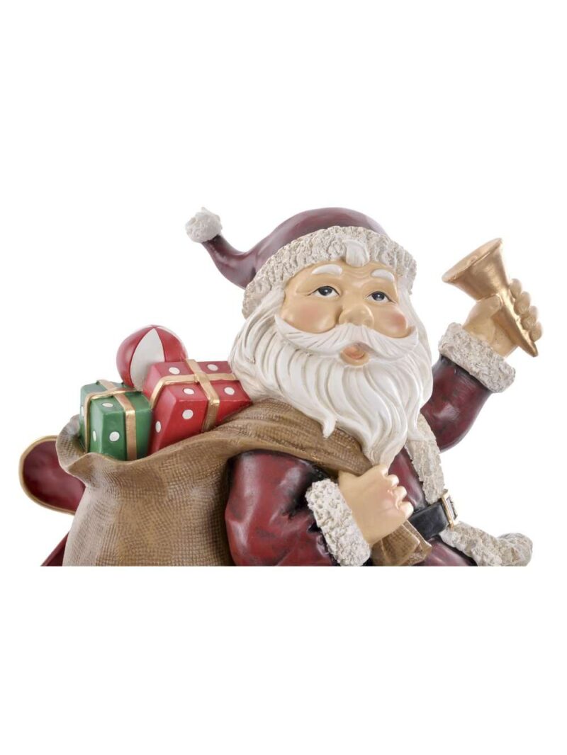 Babbo Natale Rosso Su Slitta Con Doni E Led In Resina