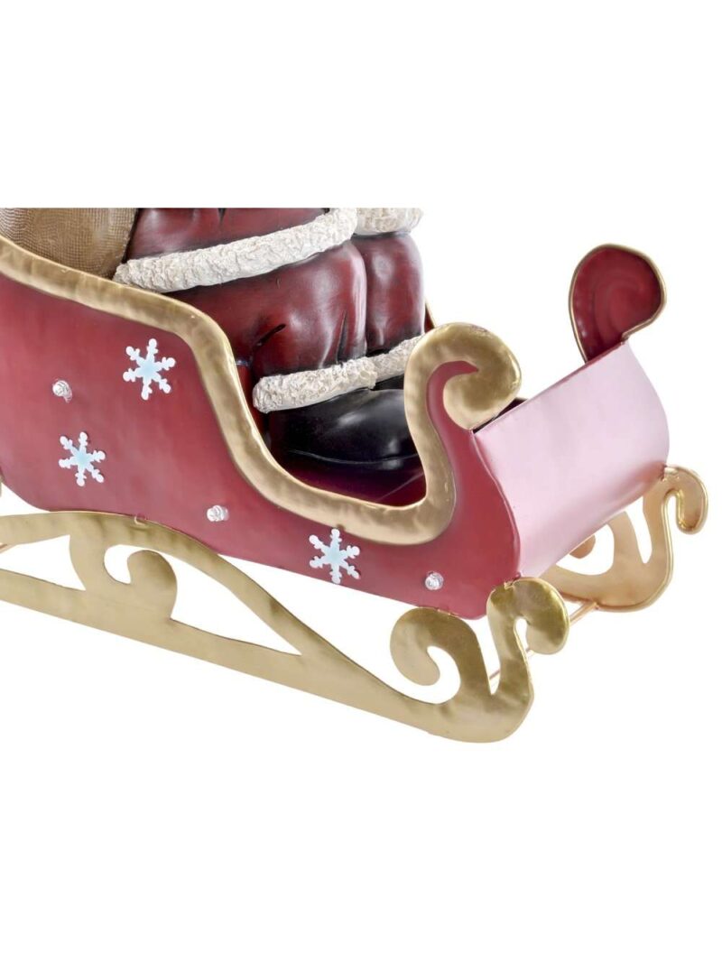 Babbo Natale Rosso Su Slitta Con Doni E Led In Resina
