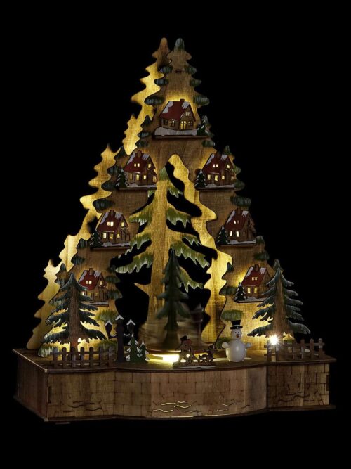 Casetta Natalizia in Legno Naturale con Led