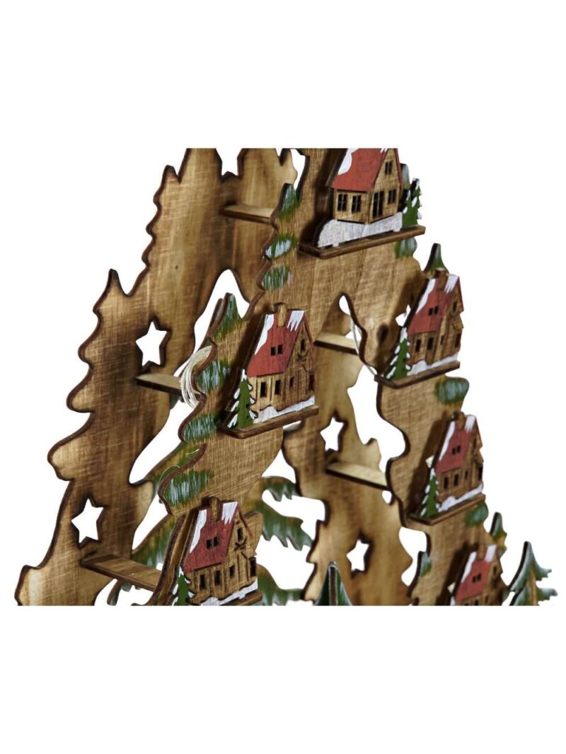 Casetta Natalizia In Legno Naturale Con Led