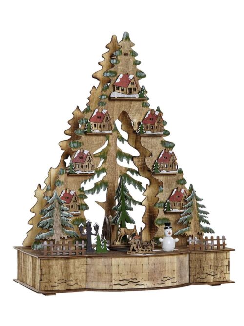 Casetta Natalizia in Legno Naturale con Led