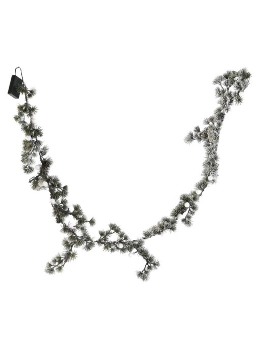 Ghirlanda Verde Innevata con Luci LED 180 cm