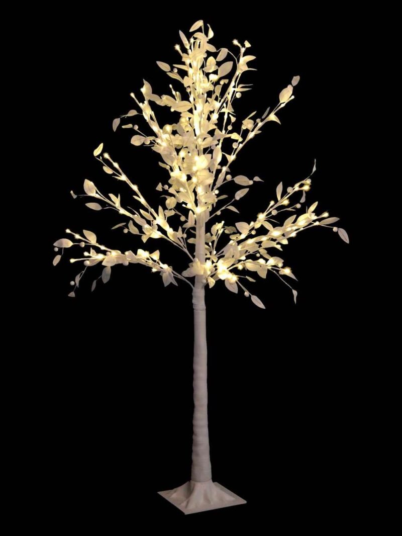 Albero Di Natale Bianco Con Luci Led H150 Cm