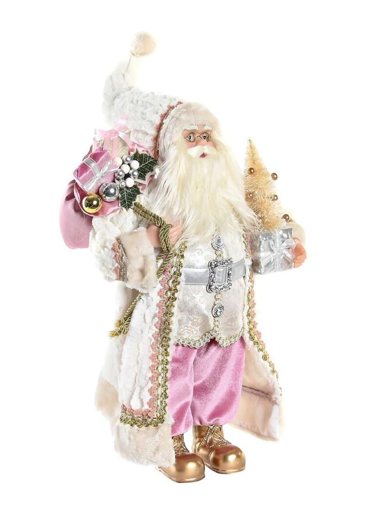 Decorazione Babbo Natale Con Doni Rosa