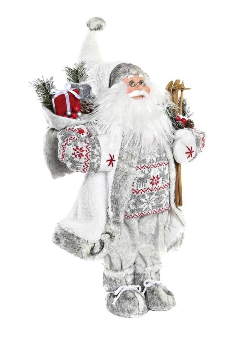 Decorazione Babbo Natale con Doni Bianco Grigio