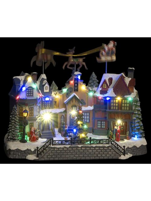 Paesaggio Natalizio con Movimento Musica e Luci Led 39x20x33