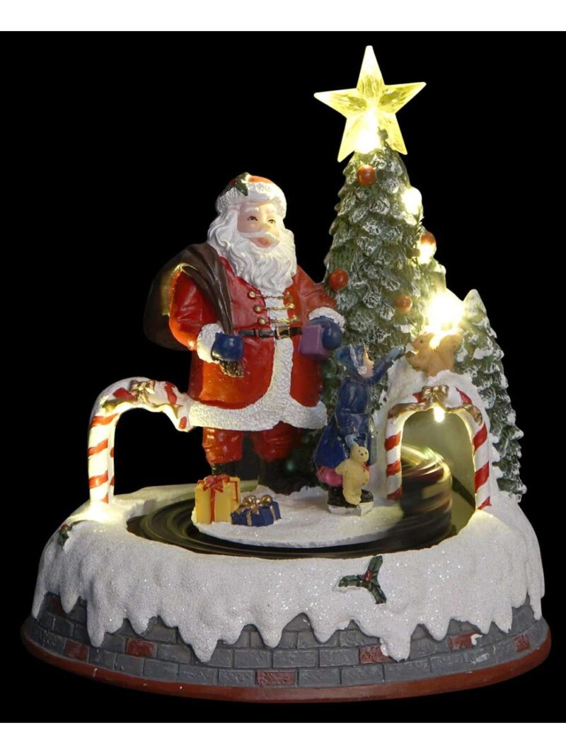 Figura Natalizia Con Babbo Natale Led E Trenino