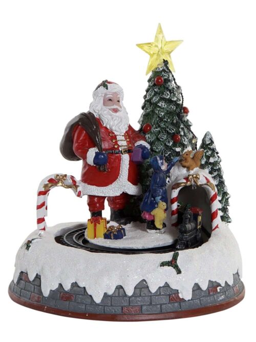 Figura Natalizia con Babbo Natale Led e Trenino