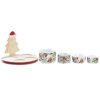 Set Aperitivo In Porcellana E Legno Naturale 5 Pz