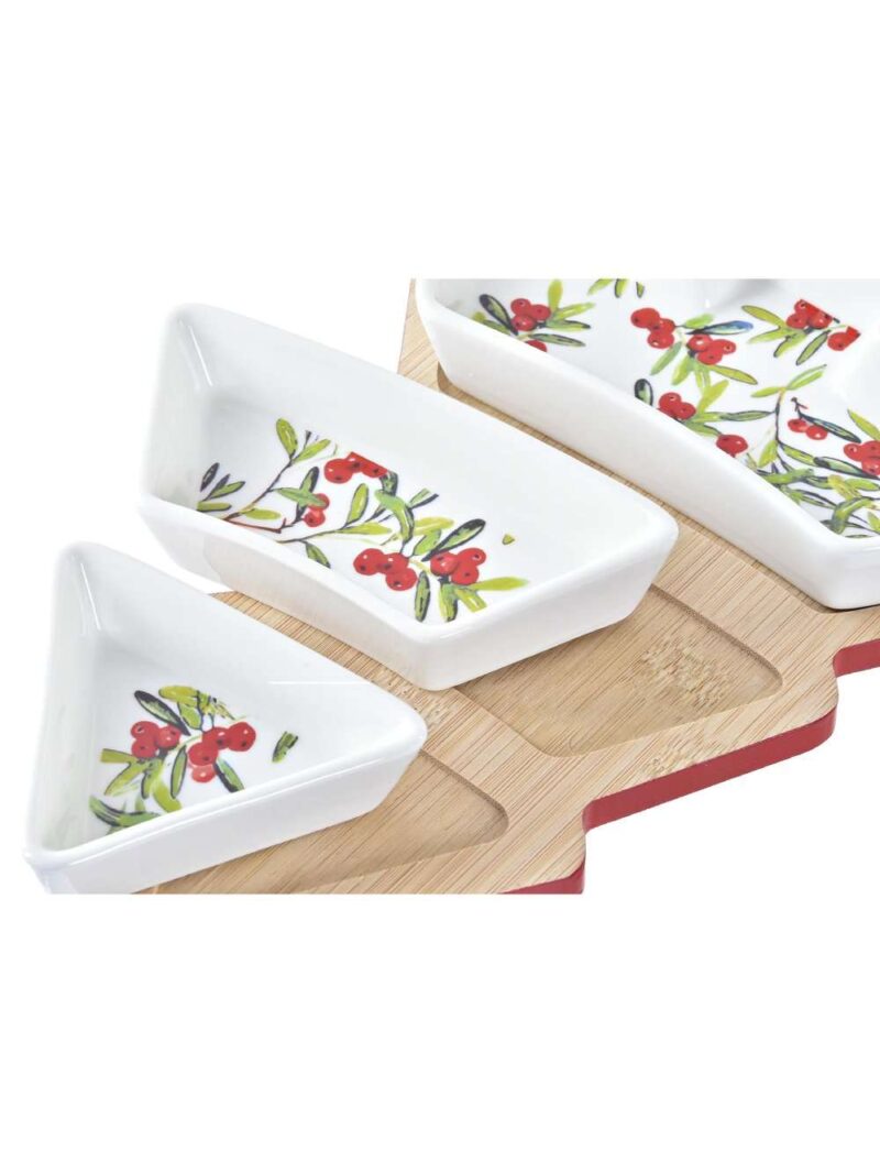 Set 4 Pz Tavola Aperitivo Ad Albero Natale Porcellana Bamboo