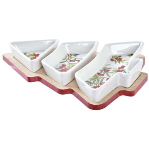 Set 4 pz Tavola Aperitivo ad Albero Natale Porcellana Bamboo