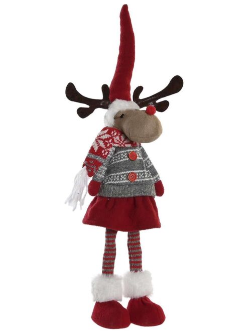 Decorazione Renna con Sciarpa Cappello Rosso