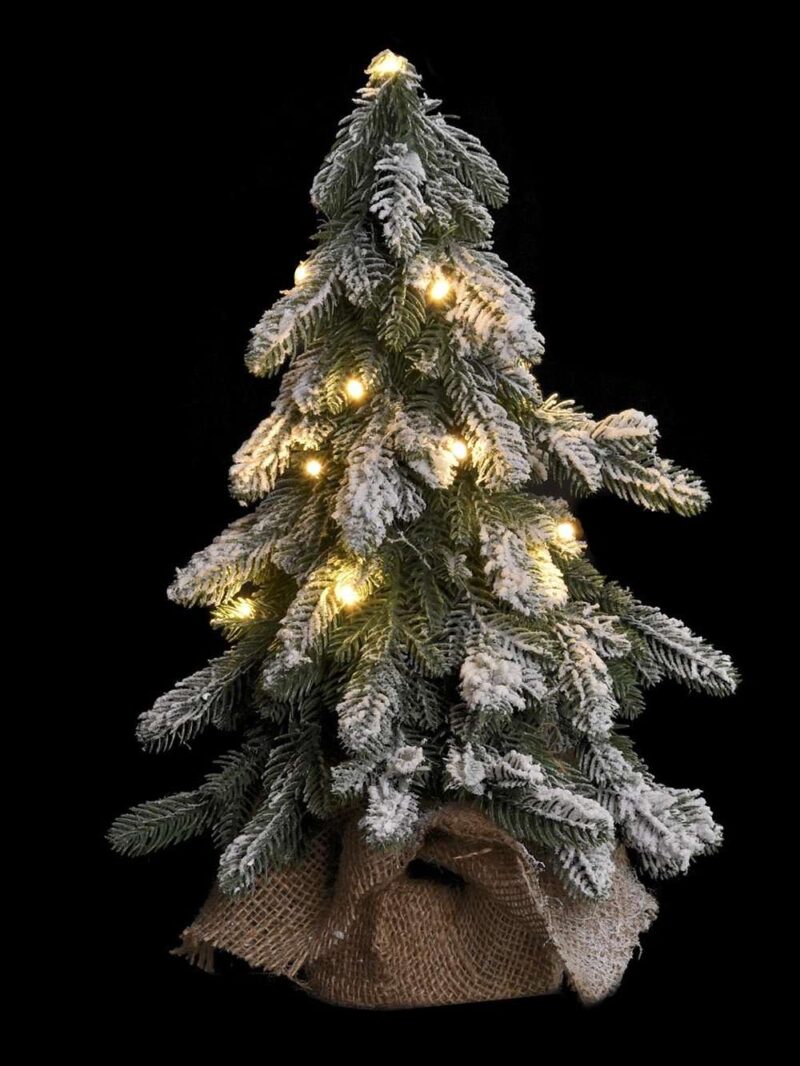 Albero Verde Innevato In Pvc Con Led H40
