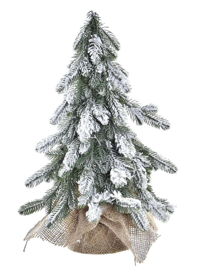 Albero Verde Innevato In Pvc Con Led H40