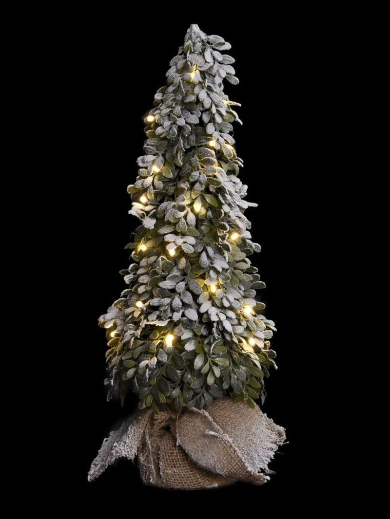 Albero Verde Innevato In Pvc Con Led H50