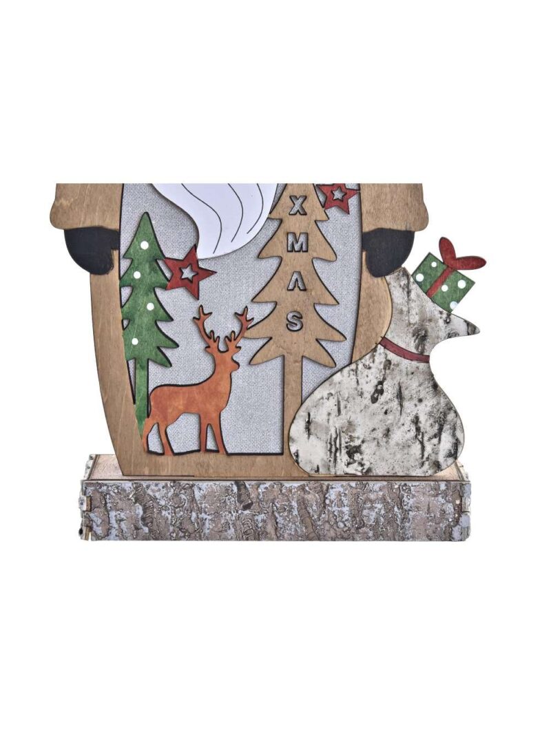 Decorazione Natalizia In Legno Naturale Colorato Con Led