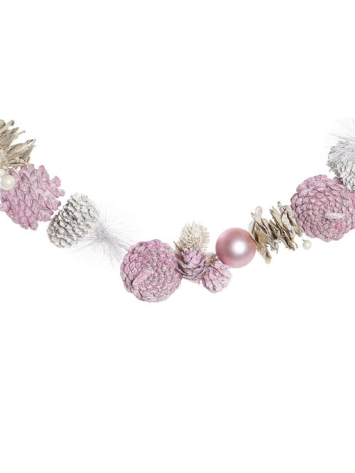 Ghirlanda con Pigne e Palle Rosa 150 cm