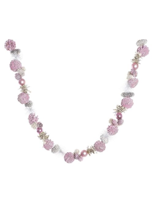 Ghirlanda con Pigne e Palle Rosa 150 cm