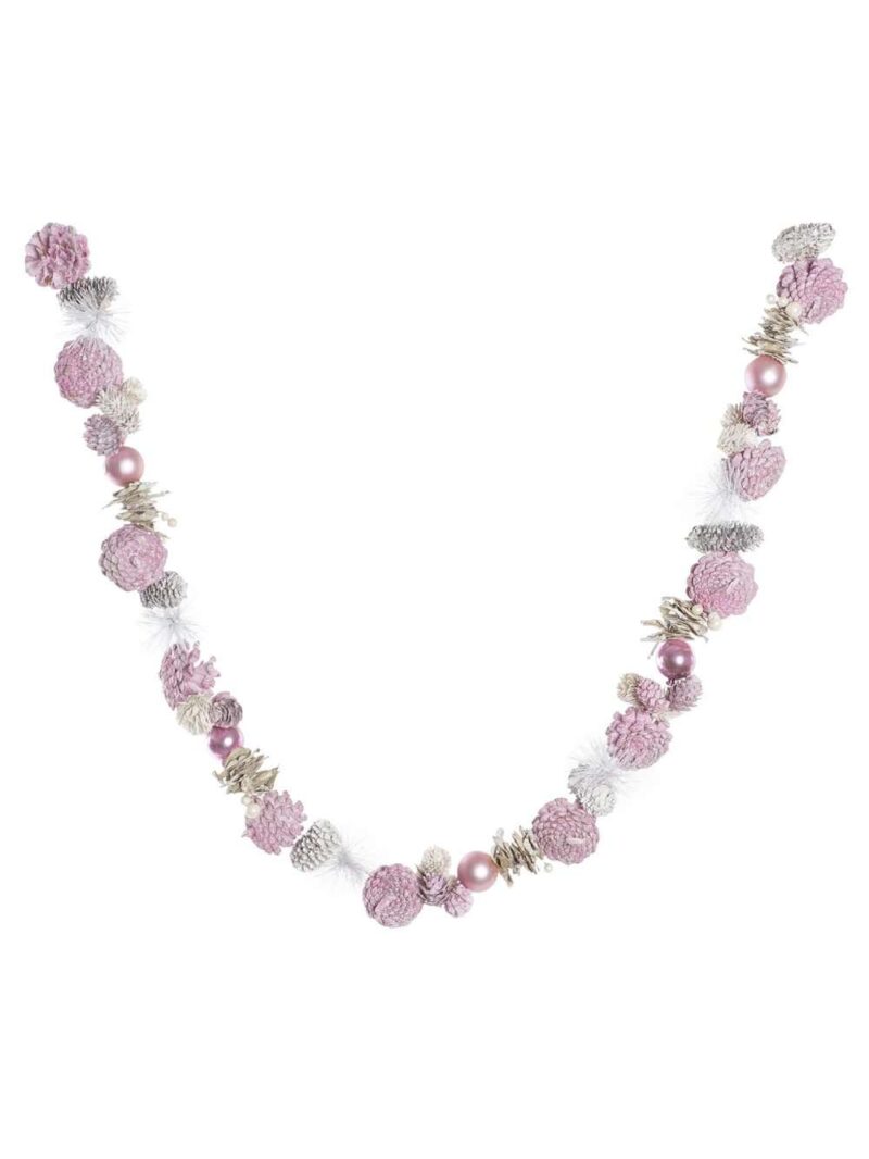 Ghirlanda Con Pigne E Palle Rosa 150 Cm