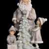 Decorazione Babbo Natale Con Bimbi In Resina Grigio E Led