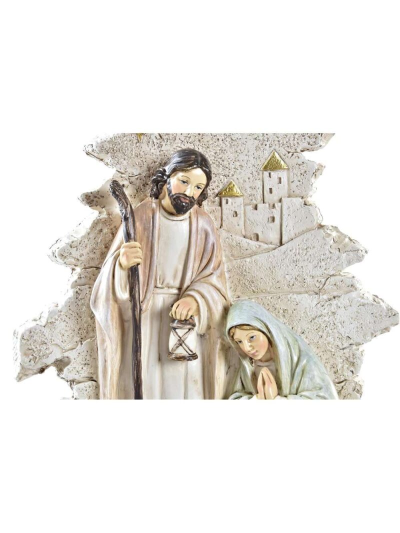 Figura Nascita In Resina Bianco Con Dettagli Oro