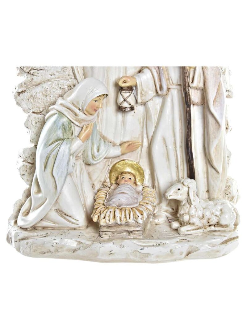 Figura Nascita In Resina Bianco Con Dettagli Oro