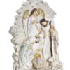 Figura Nascita In Resina Bianco Con Dettagli Oro