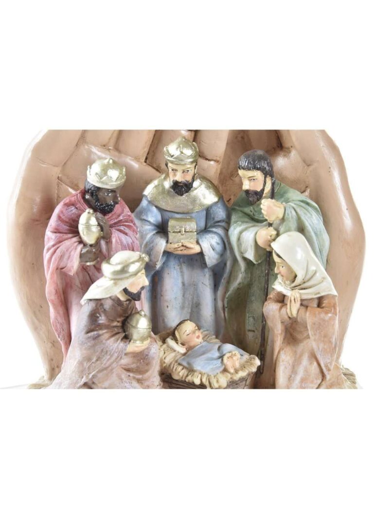 Figura Nascita Mani Multicolore In Resina