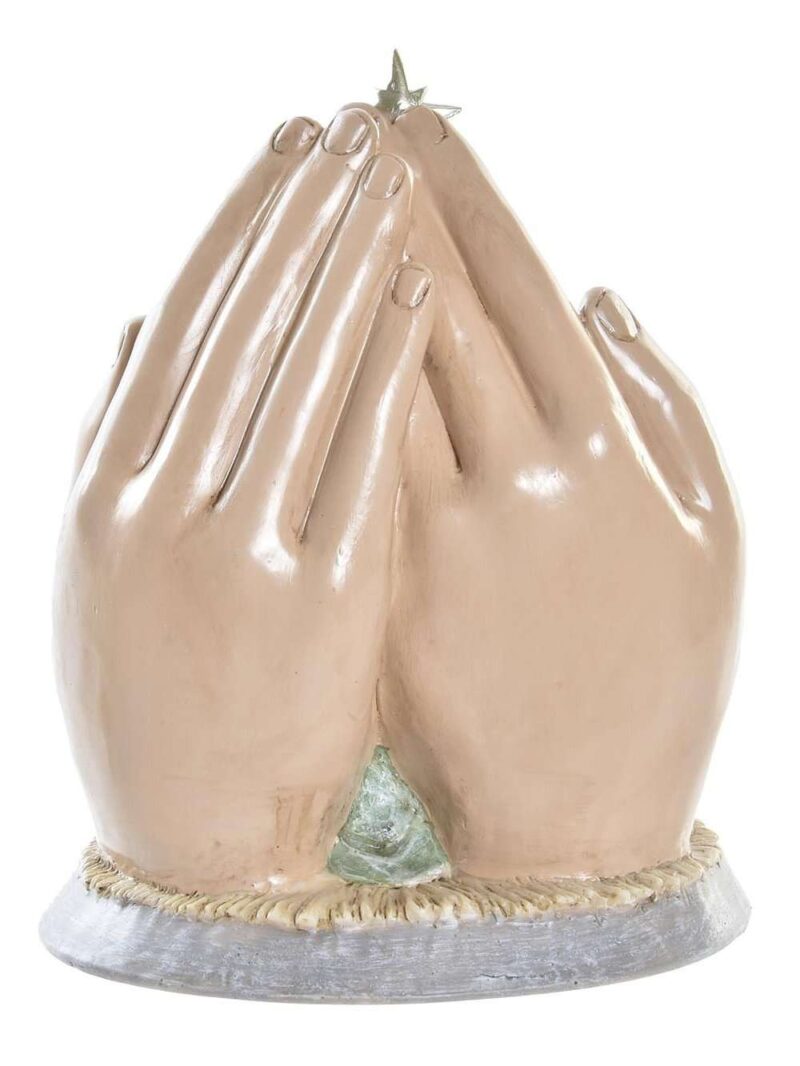 Figura Nascita Mani Multicolore In Resina