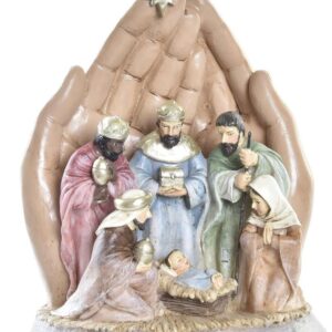 Figura Nascita Mani Multicolore in Resina