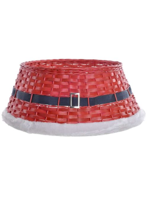 Base Albero BABBO NATALE in Vimini Rosso