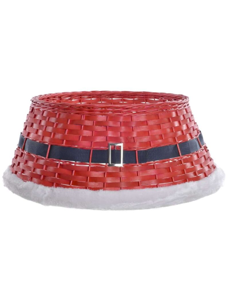 Base Albero Babbo Natale In Vimini Rosso