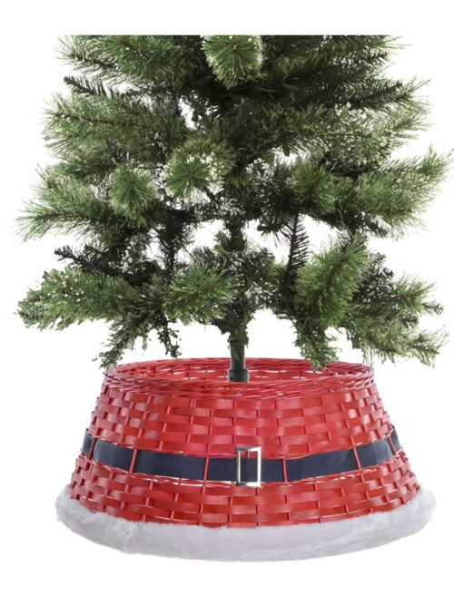 Base Albero BABBO NATALE in Vimini Rosso