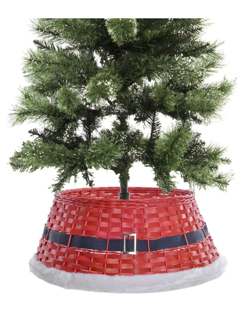 Base Albero Babbo Natale In Vimini Rosso