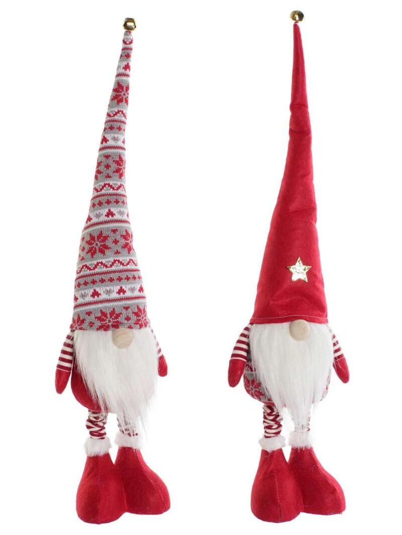 Decorazione Gnomo In Poliestere Rosso Bianco