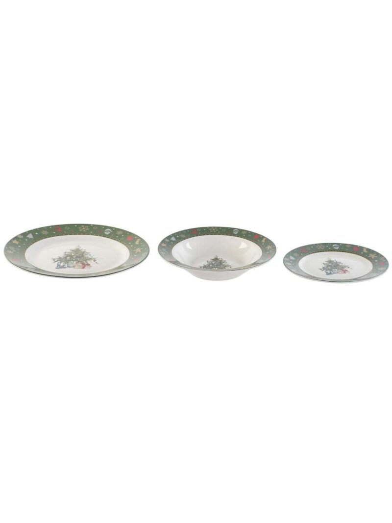 Set 18 Piatti Porcellana Con Albero Natalizio 26 Cm