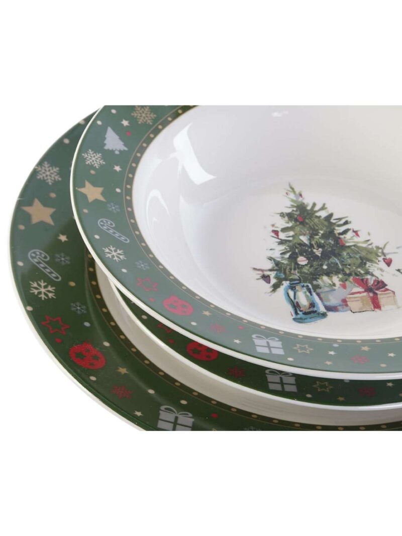 Set 18 Piatti Porcellana Con Albero Natalizio 26 Cm